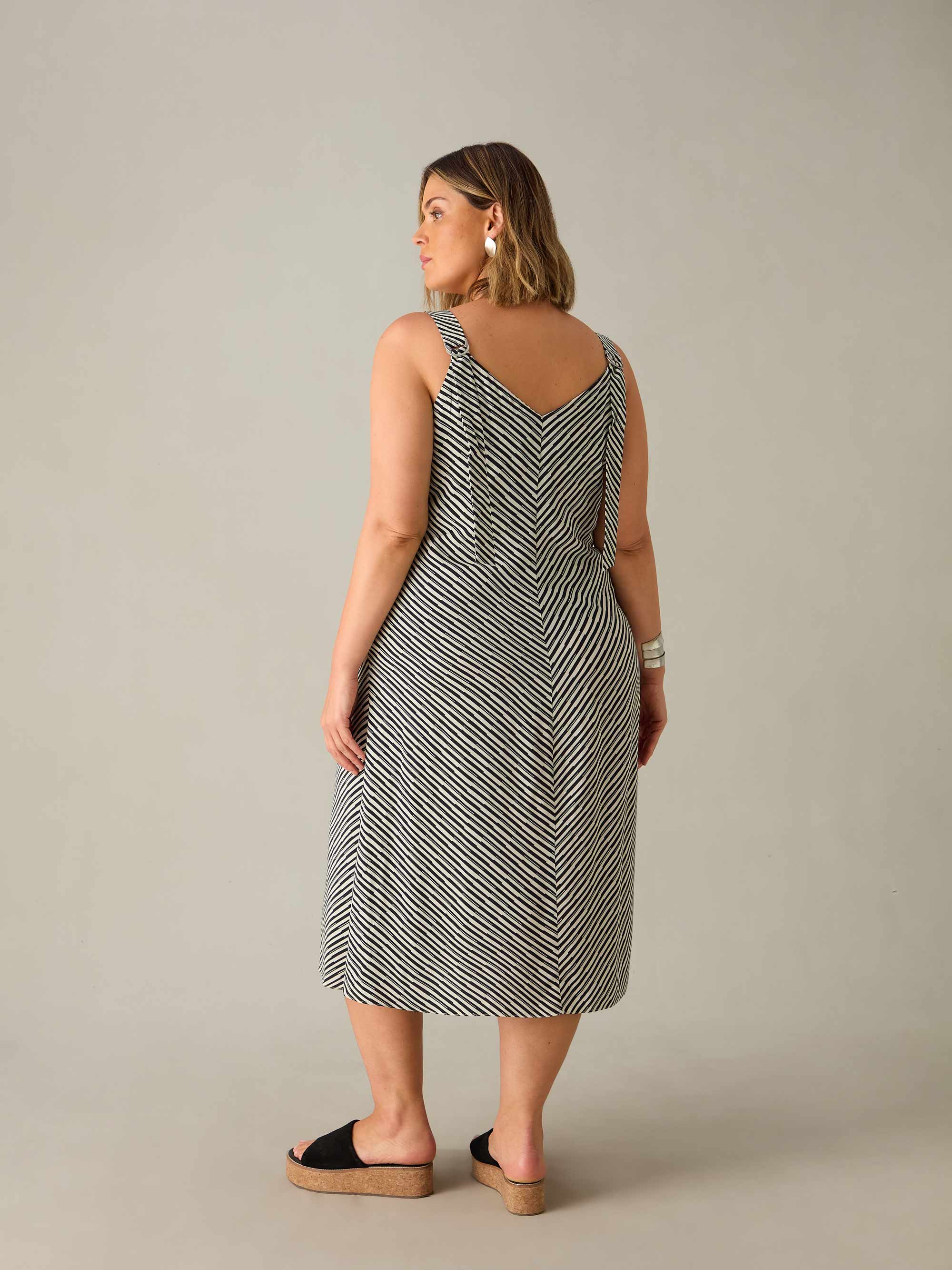 Mono Stripe D-Ring Midi Dress