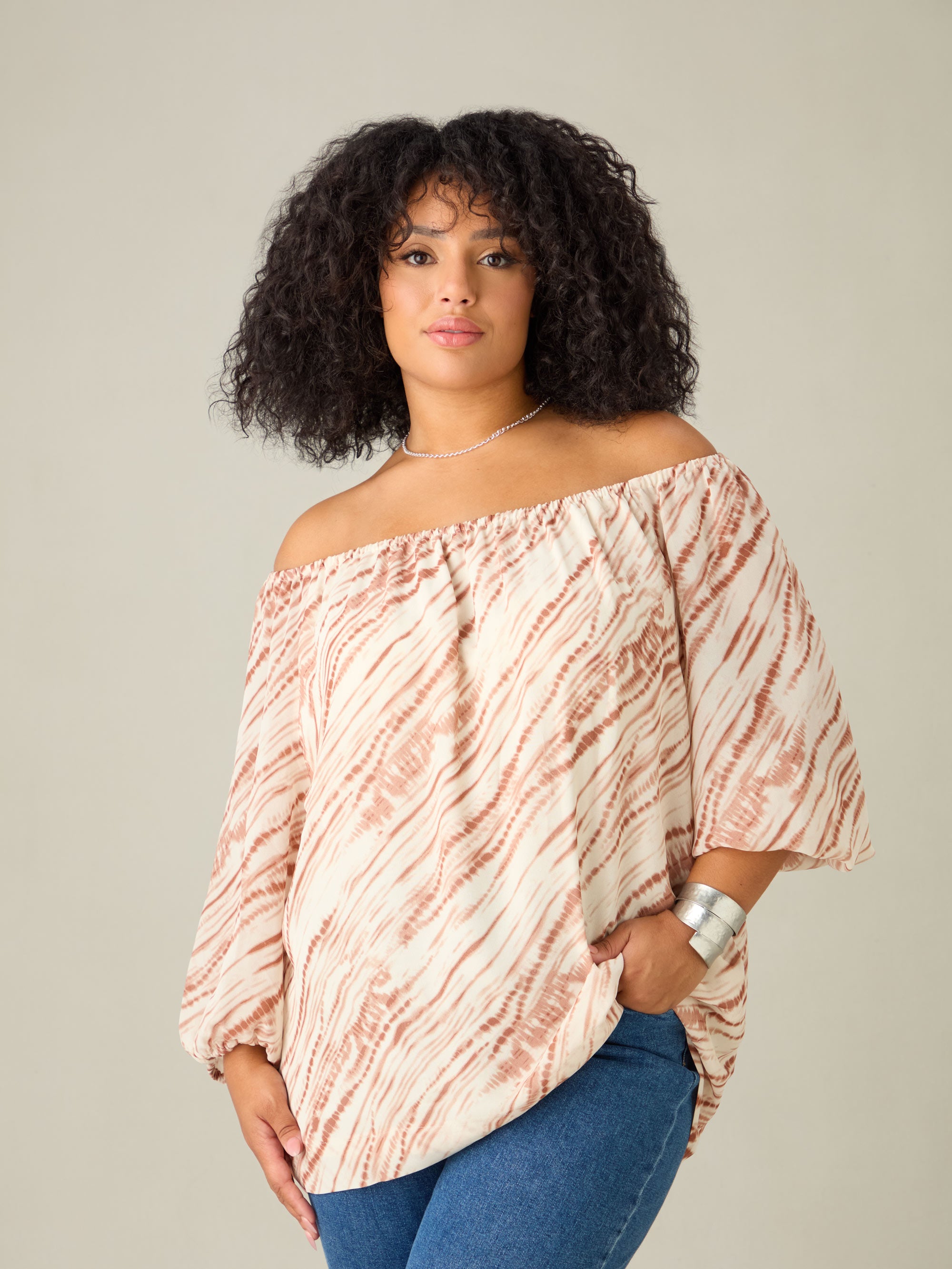 Natural Tie Dye Print Bardot