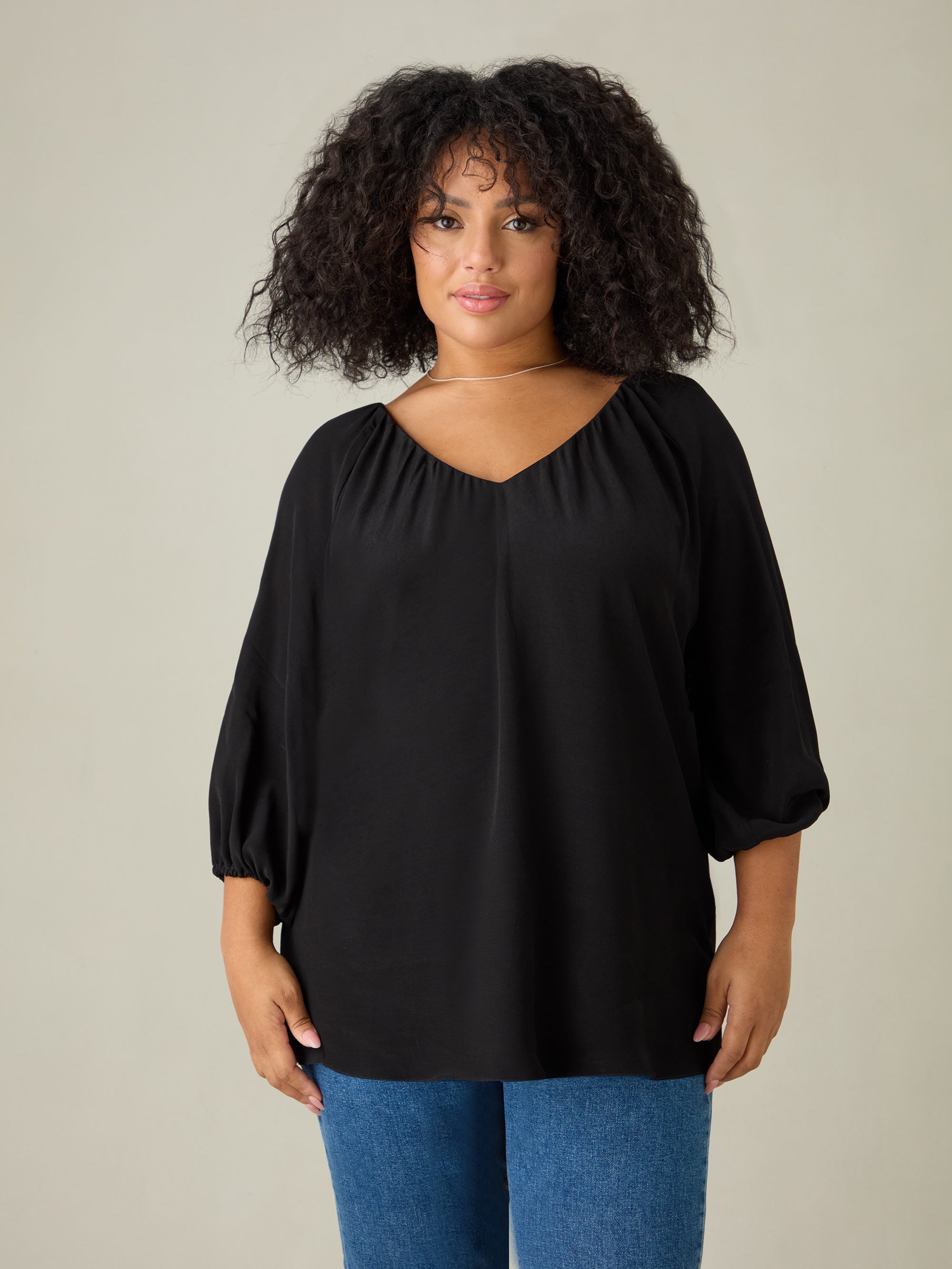 Black V-Neck Blouse