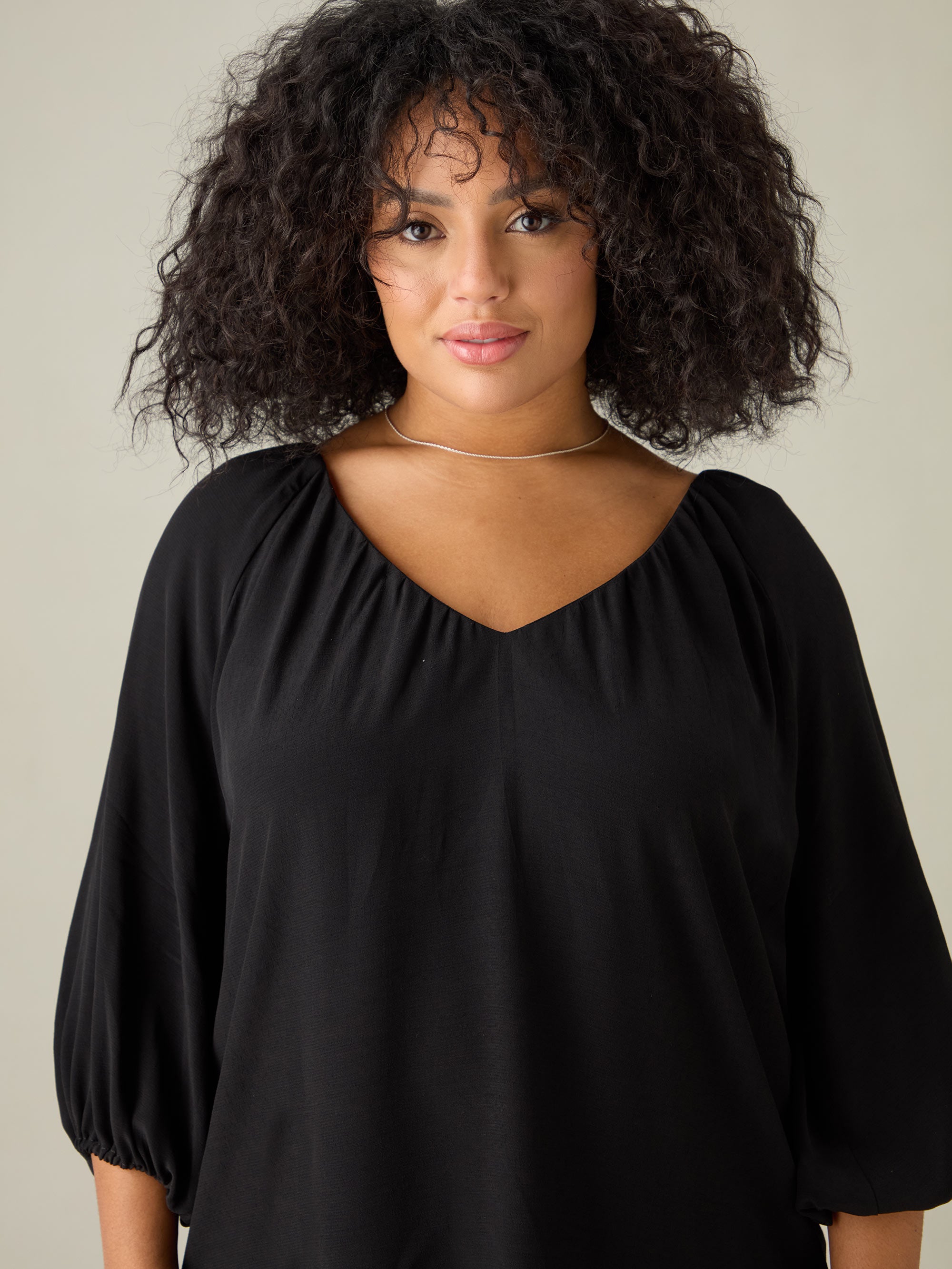 Black V-Neck Blouse