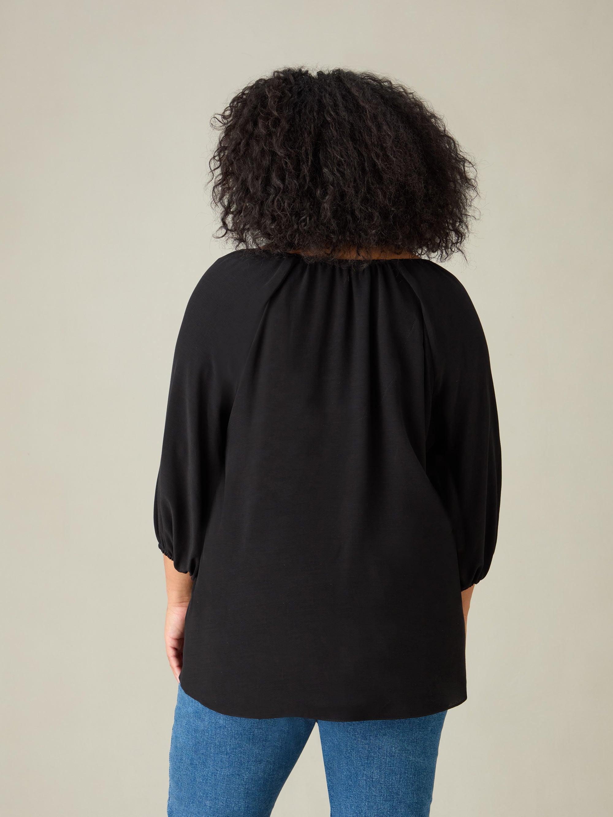 Black V-Neck Blouse