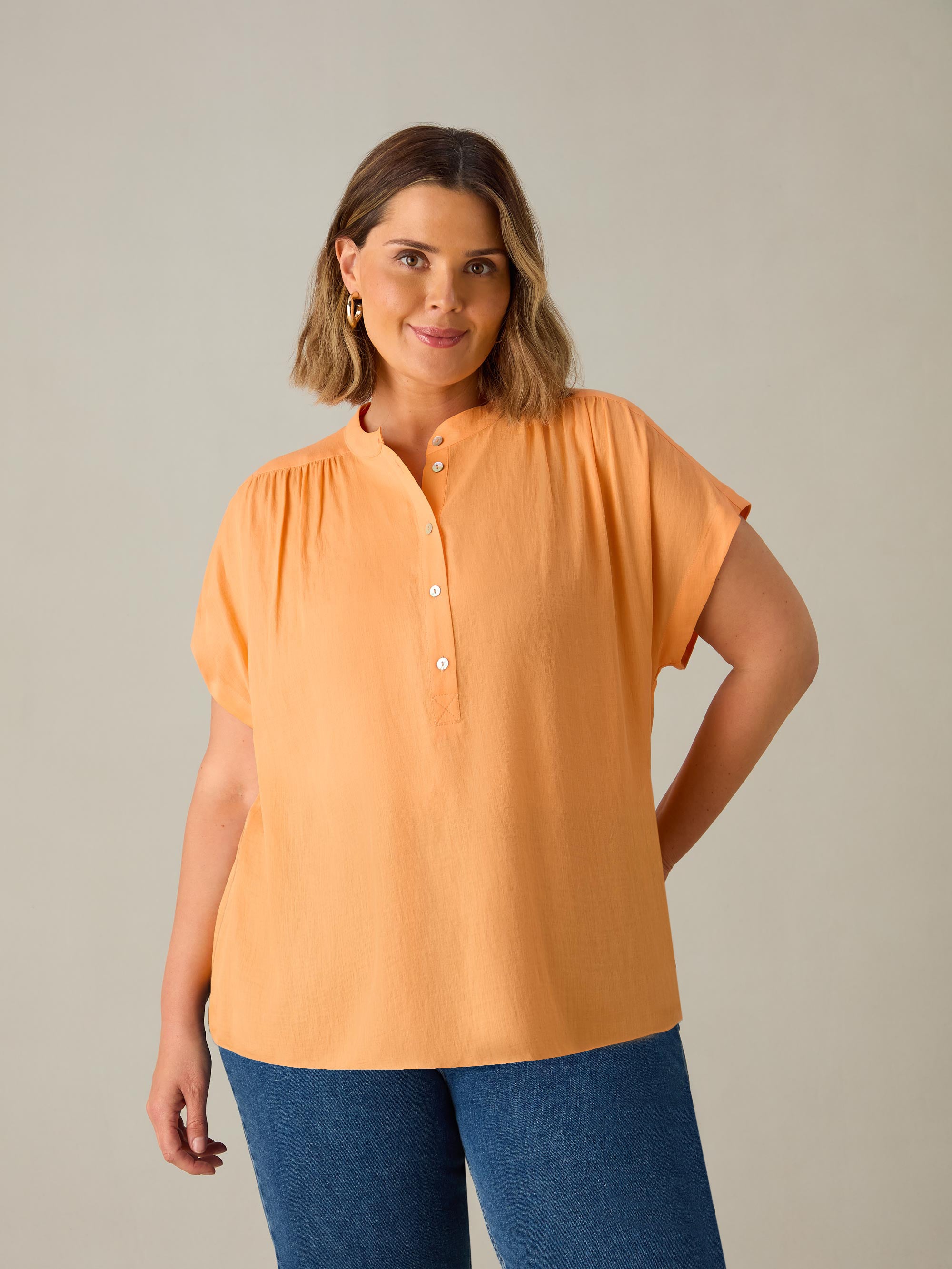 Apricot Short Sleeve Button Shirt