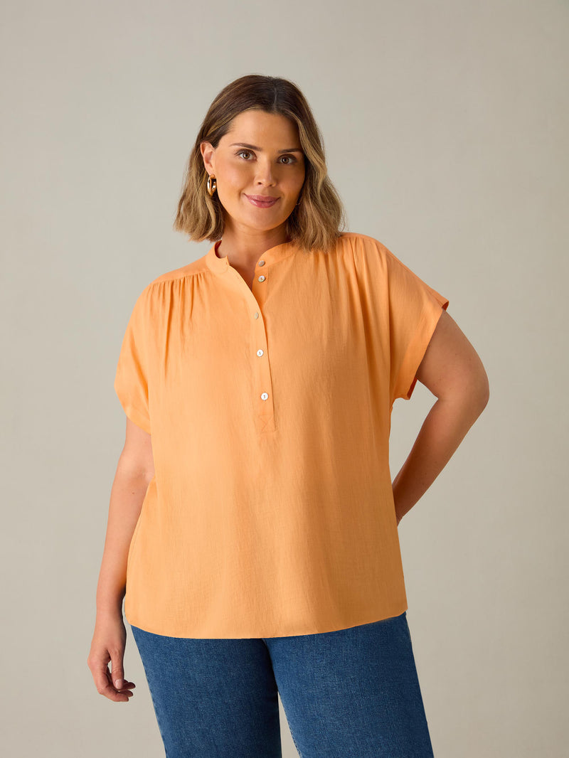 Apricot Short Sleeve Button Shirt