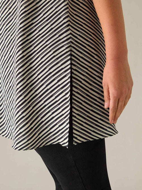 Mono Stripe Split Front Tunic