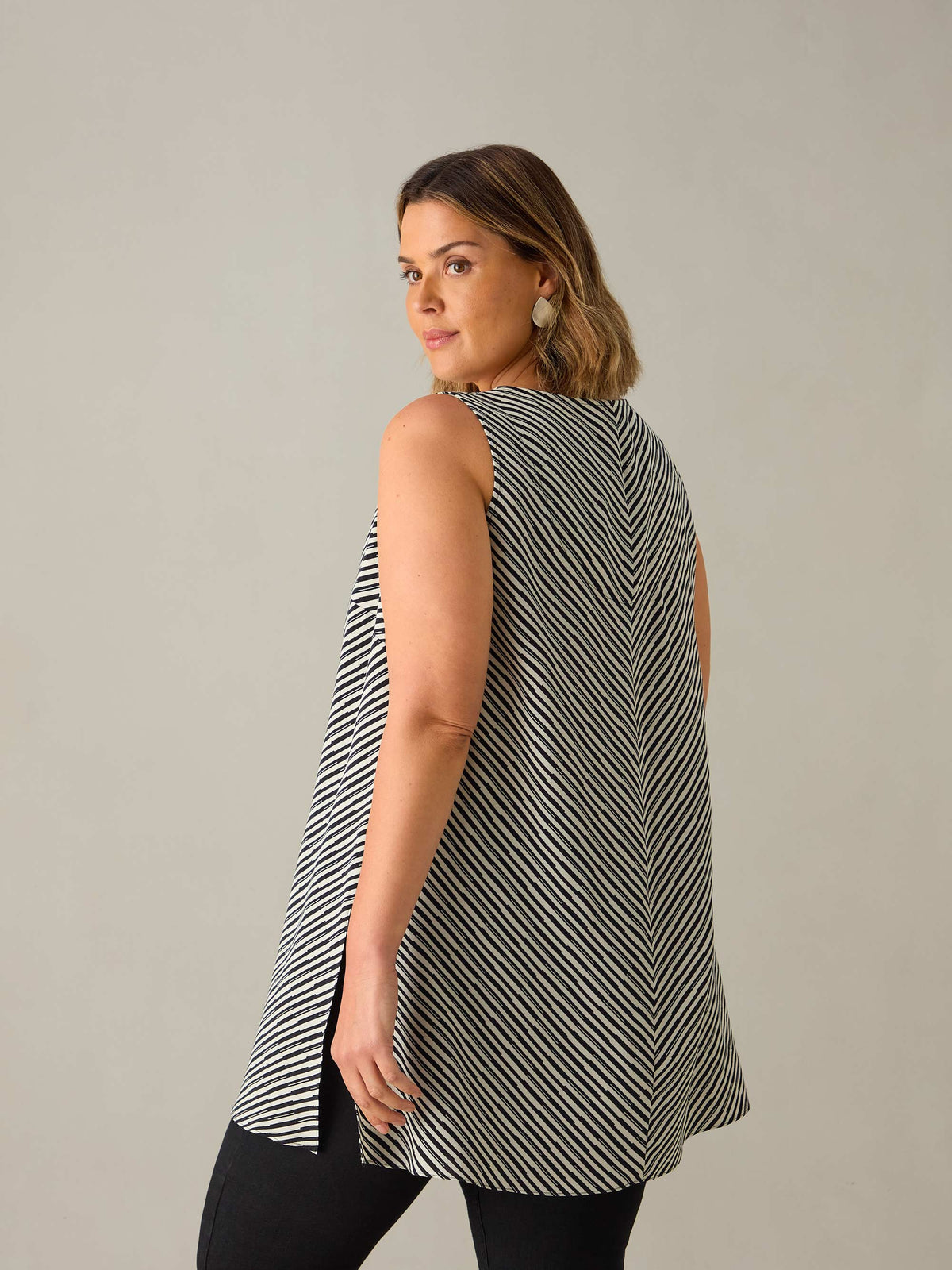 Front Split Tunic Mono Stripe Split Front Tunic
