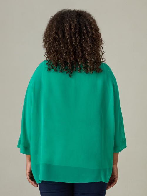 Green V-Neck Overlay Top