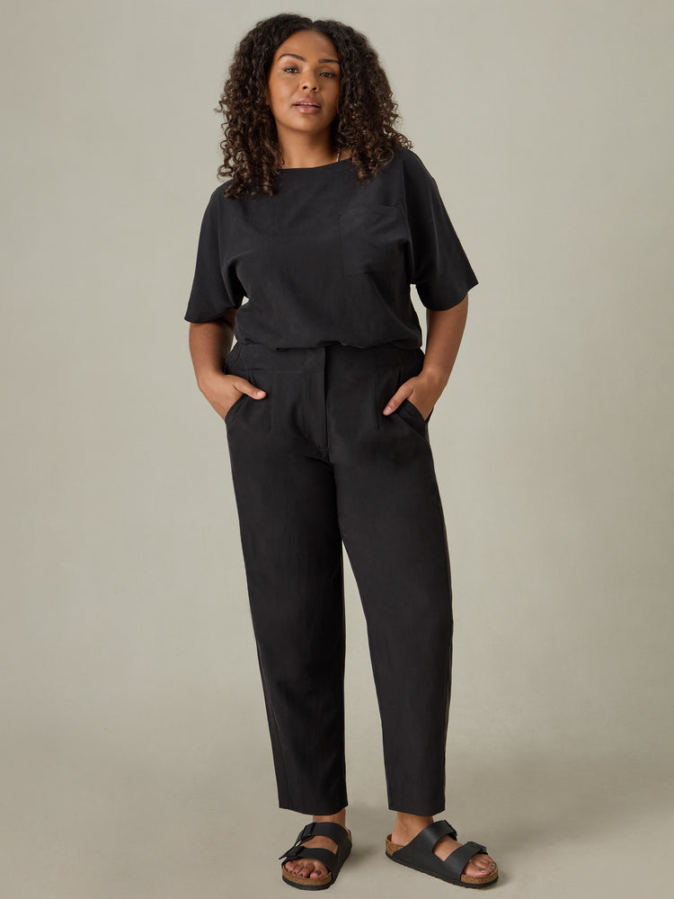 Petite Charcoal Relaxed Tapered Trouser