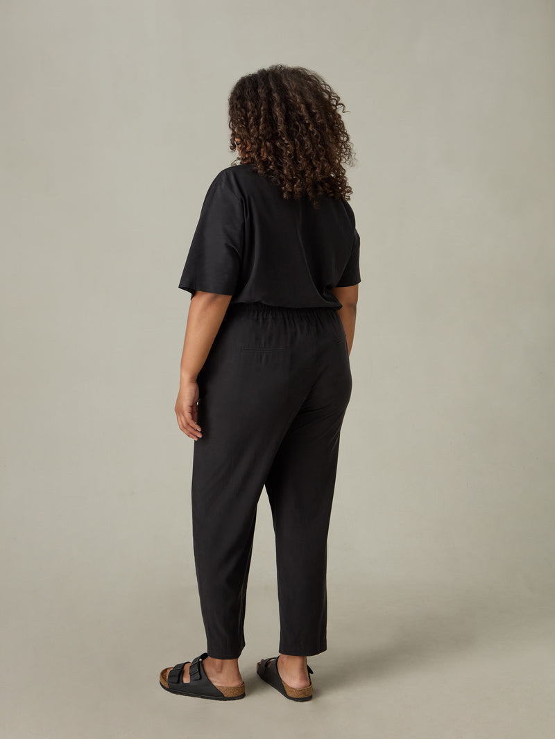 Charcoal Tencel Blend Relaxed Tapered Trouser