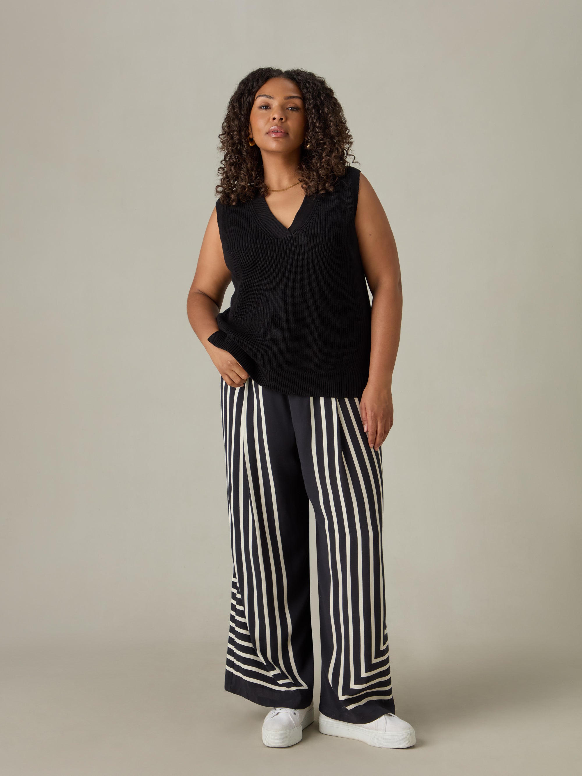 Mono Stripe Wide Leg Trouser