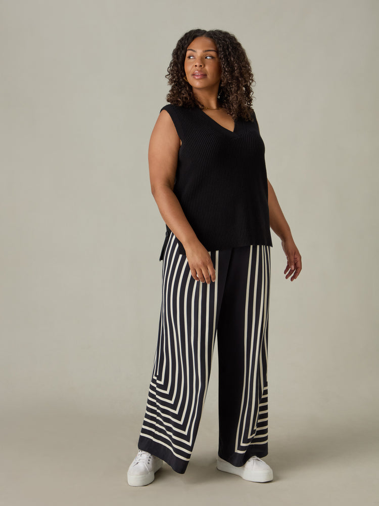 Mono Stripe Wide Leg Trouser