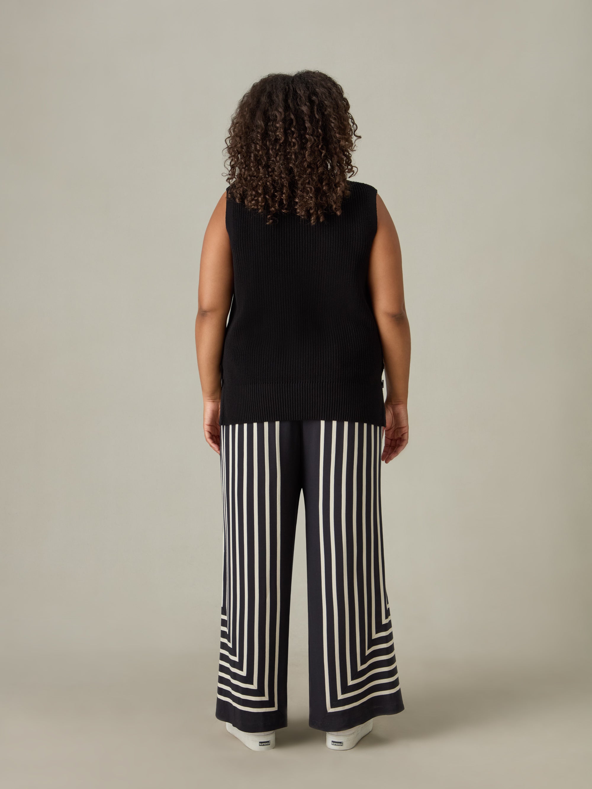 Mono Stripe Wide Leg Trouser