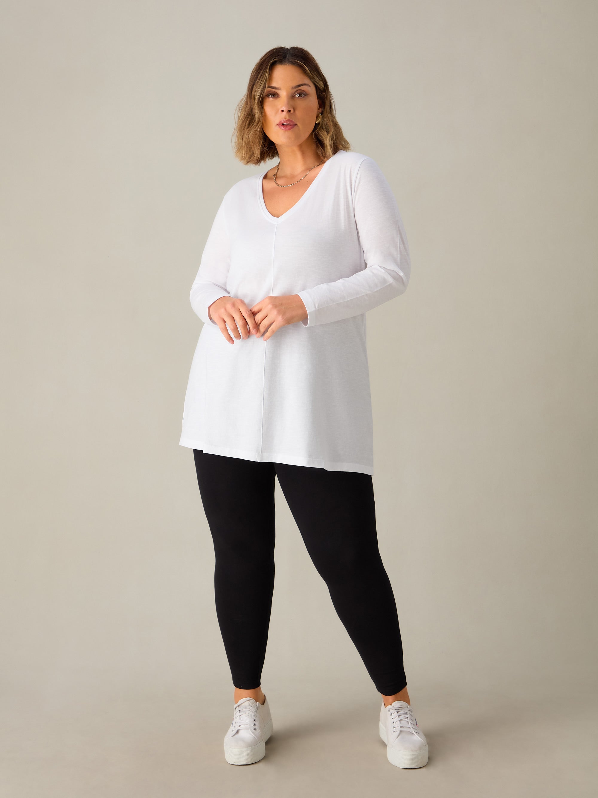 Plain white longline t shirt best sale