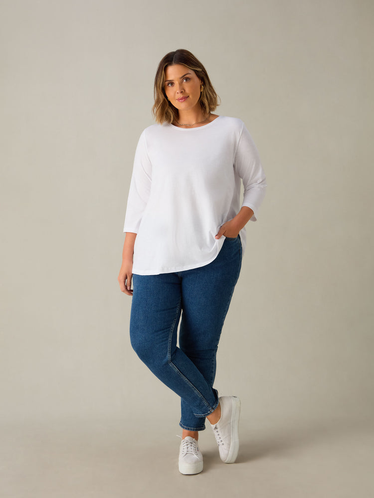 White Cotton Slub Swing Tunic Top