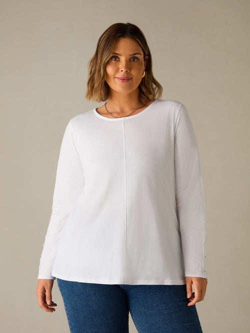 White Cotton Slub Round Neck T-Shirt