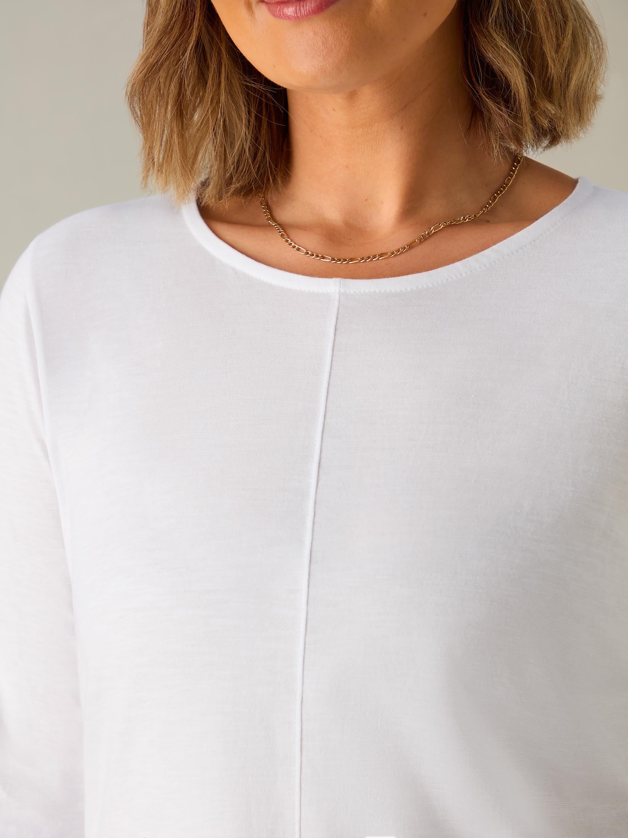 White Cotton Slub Round Neck T-Shirt