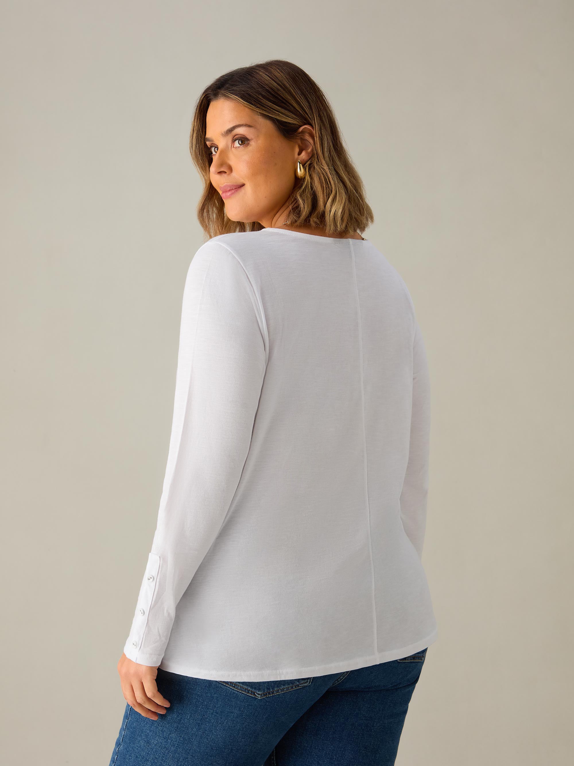 White Cotton Slub Round Neck T-Shirt