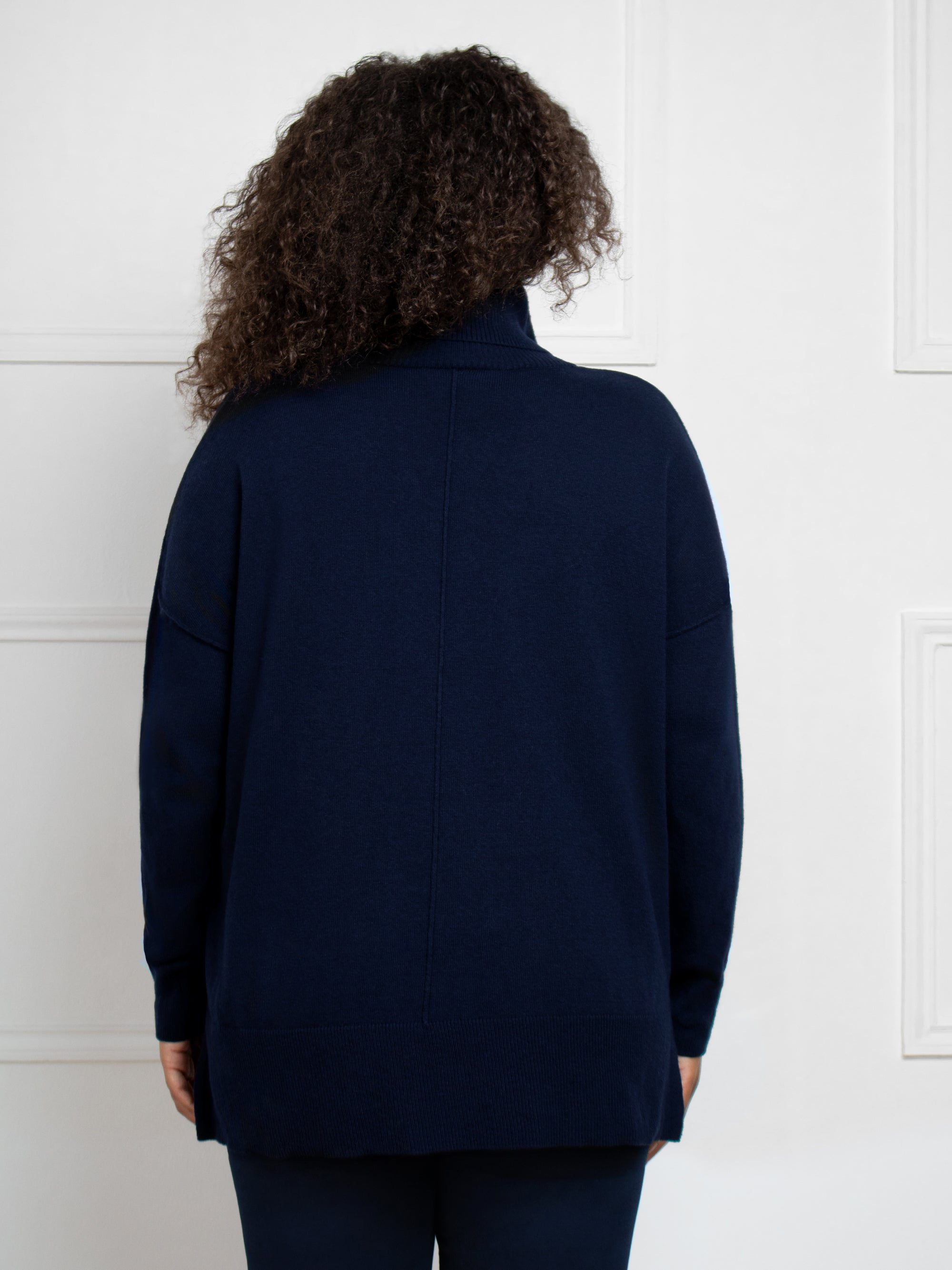 Navy Roll Neck Jumper