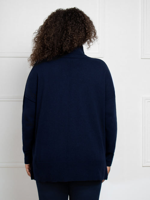 Navy Roll Neck Jumper