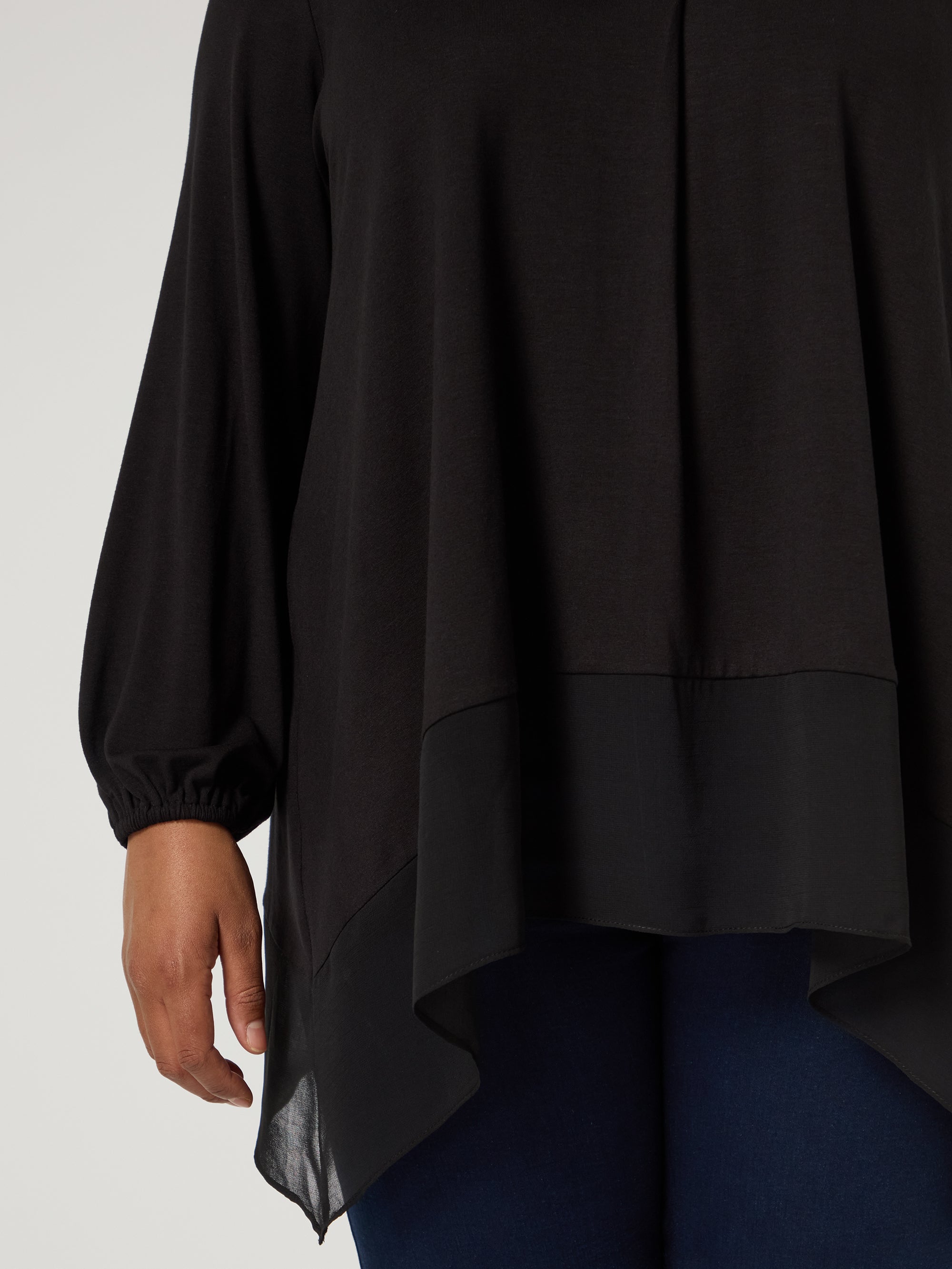 Black Jersey Hanky Hem Tunic