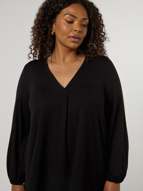 Black Jersey Hanky Hem Tunic