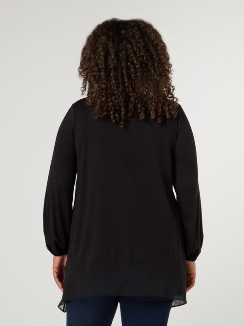 Black Jersey Hanky Hem Tunic