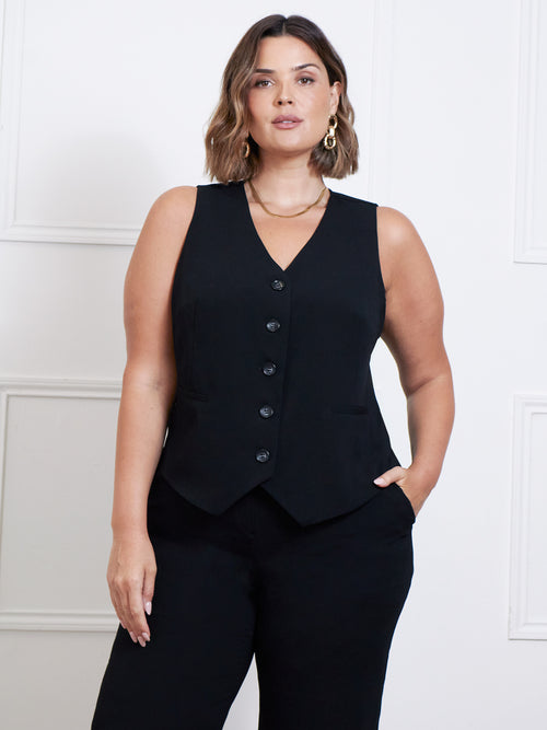 Petite Black Button Detail Wide Leg Trouser