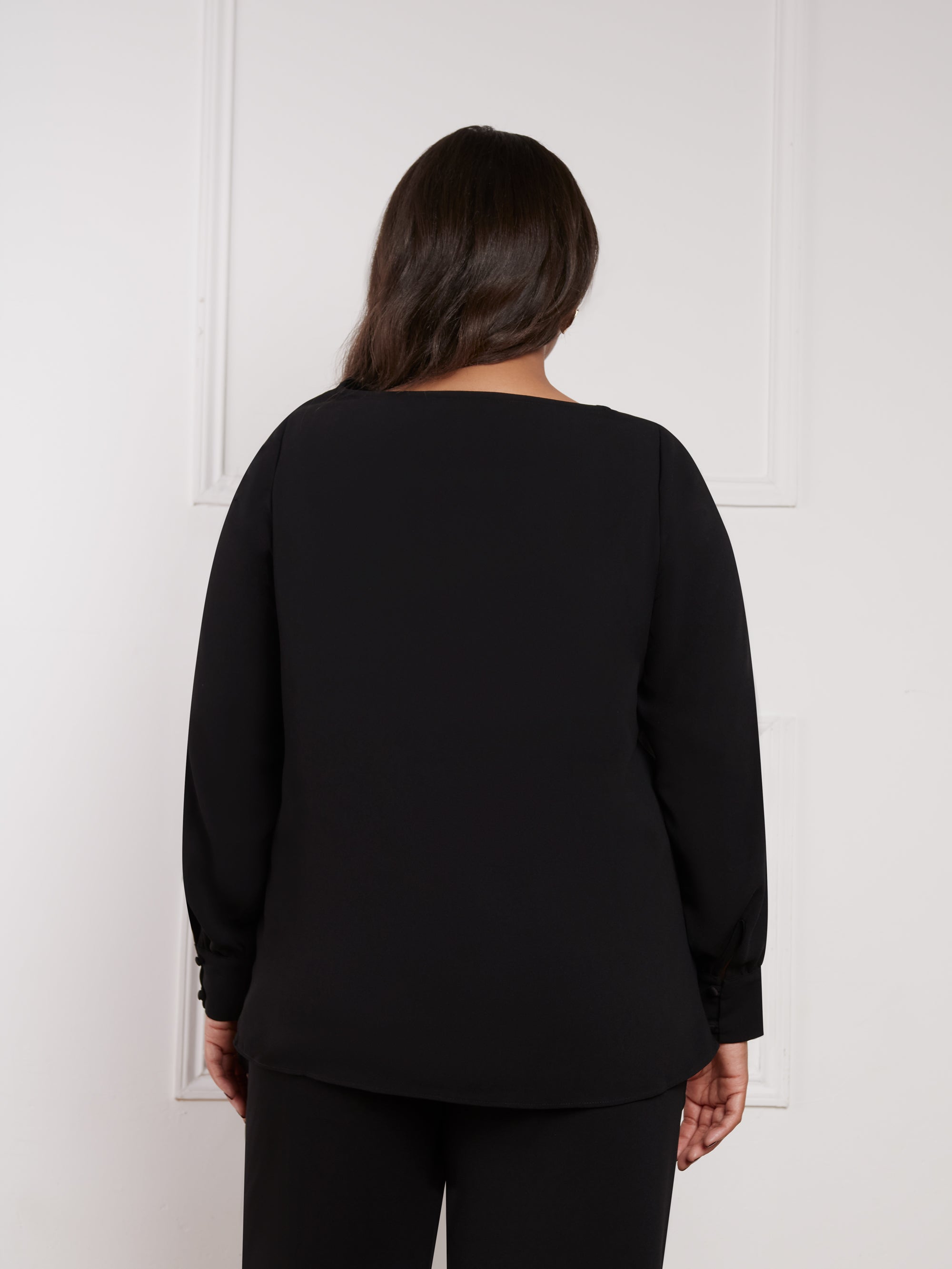 Black Cowl Neck Long Sleeve Blouse