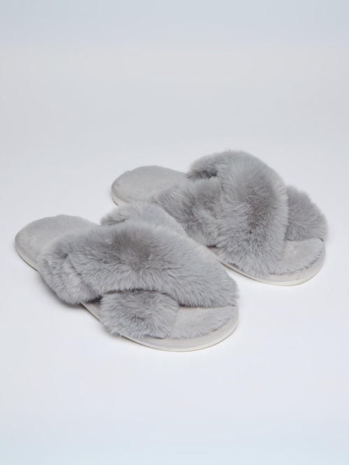 Grey Faux Fur Slipper