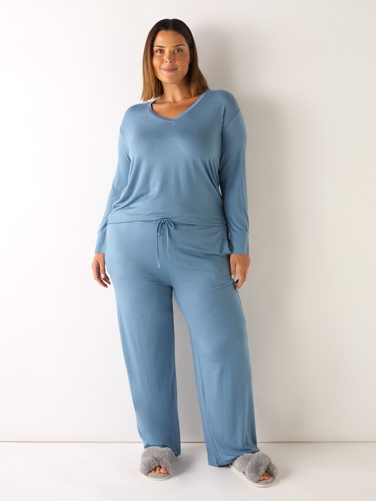 Blue Modal Jersey Pyjama Set