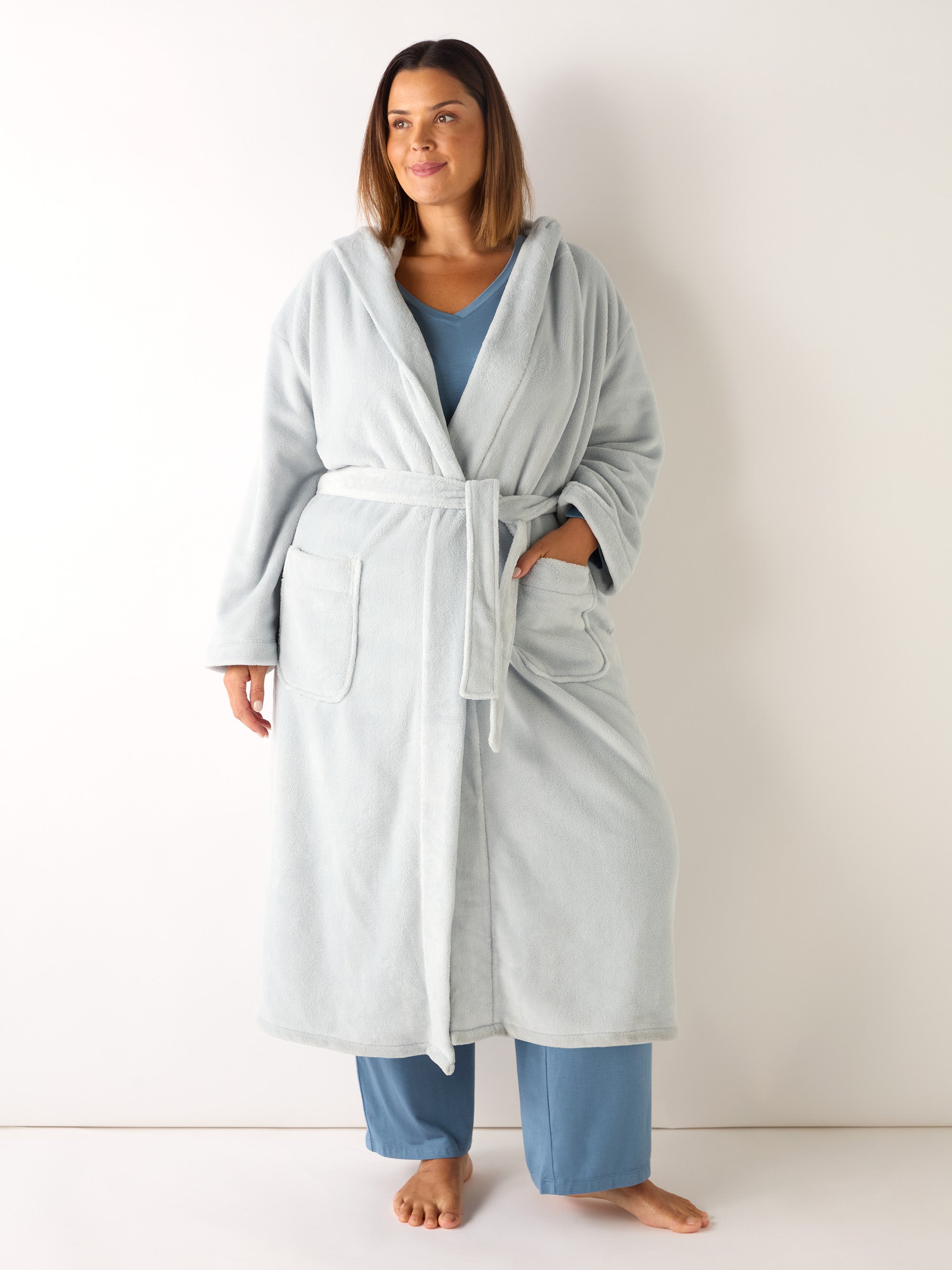 Grey Fluffy Dressing Gown