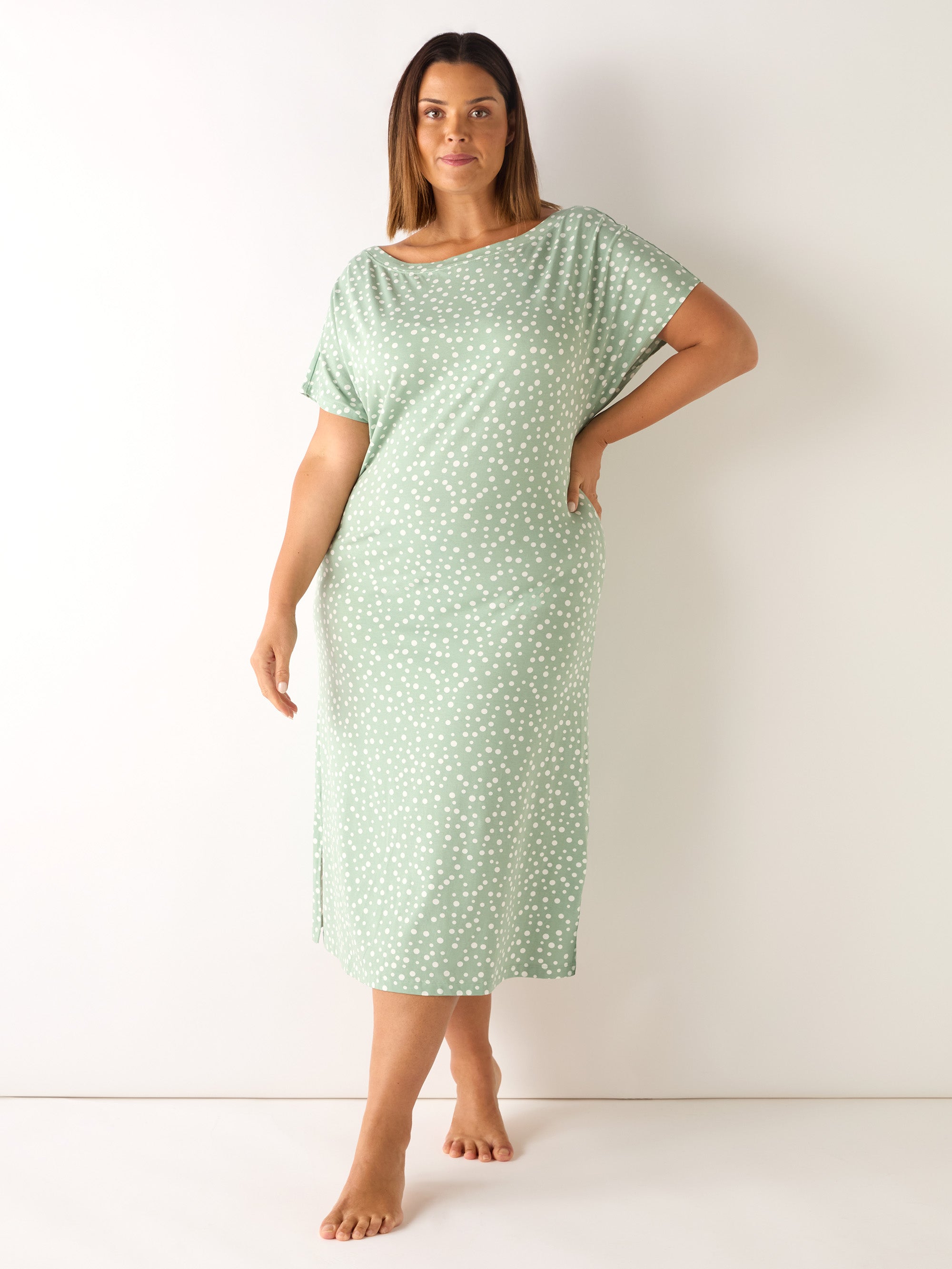 Green Spot Print Nightdress