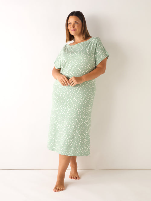 Green Spot Print Nightdress