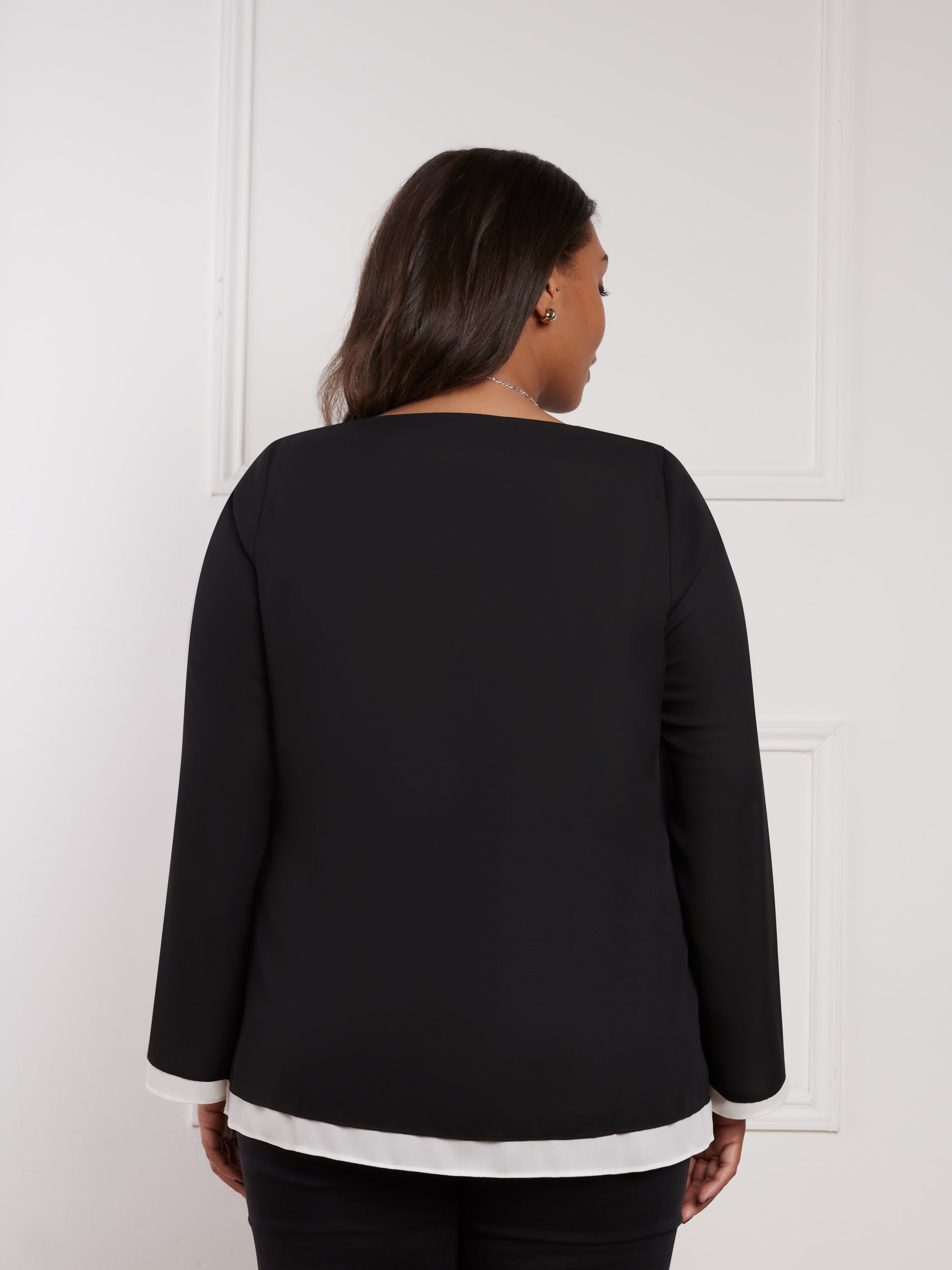 Black Layered Long Sleeve Top