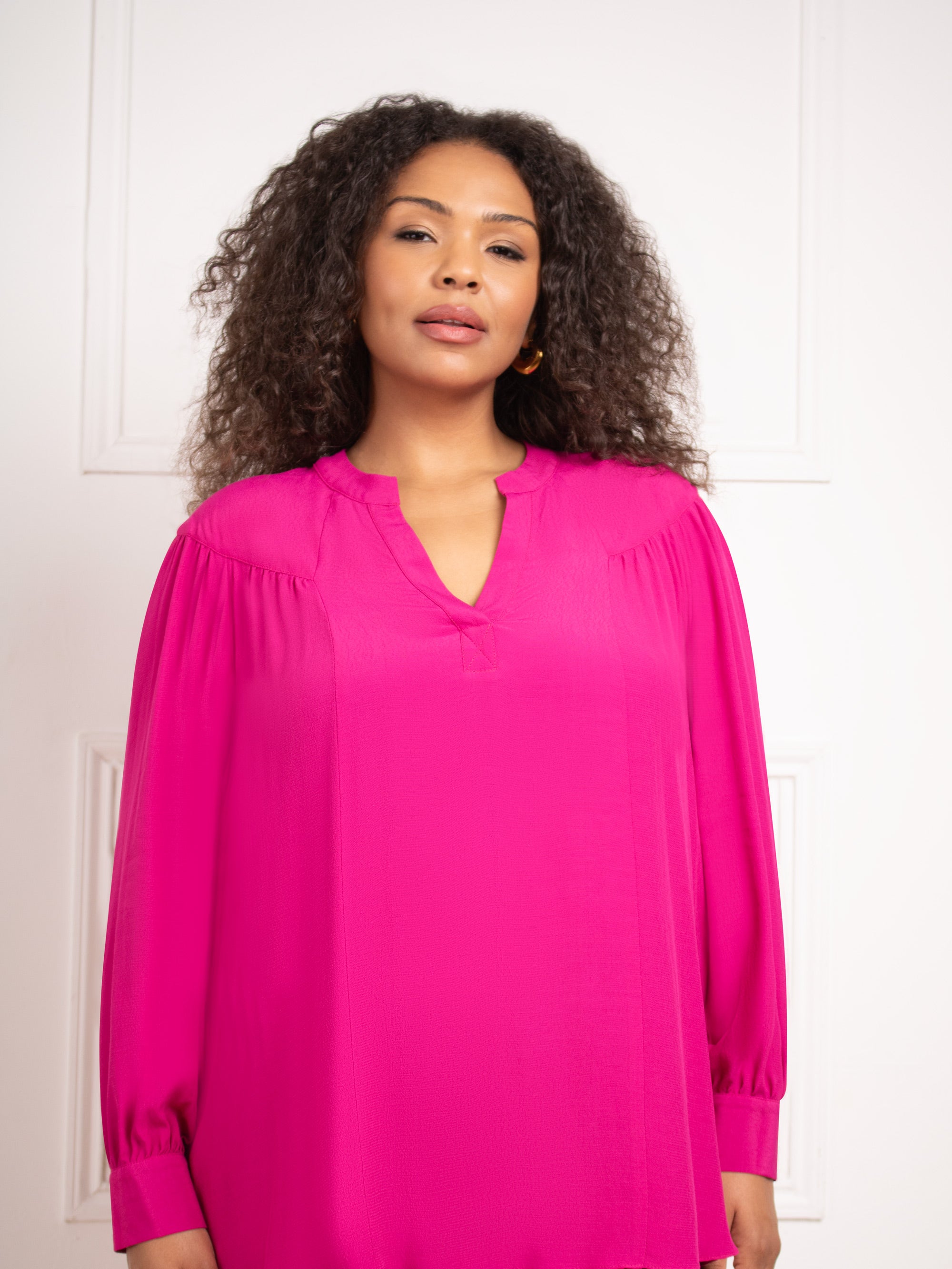 Magenta Seam Detail Blouse