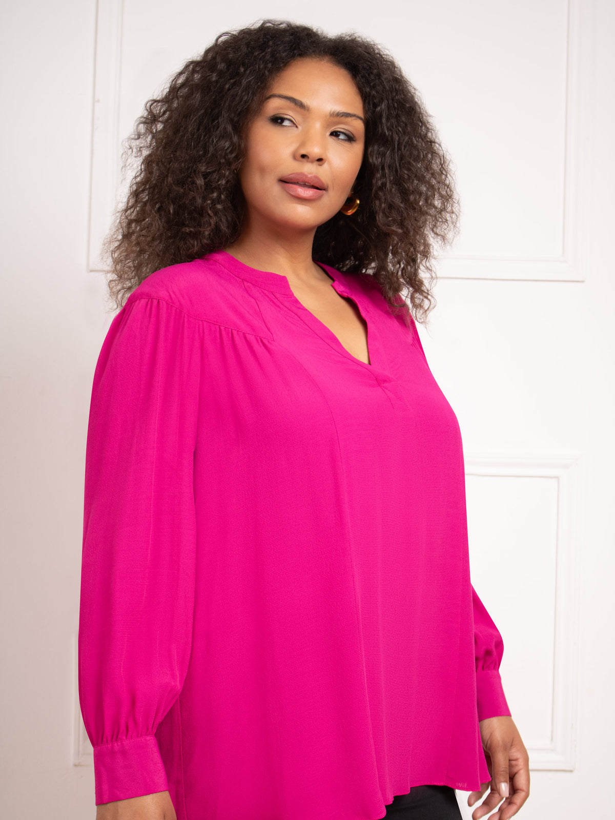 Magenta Ruffle Blouse Magenta Seam Detail Blouse