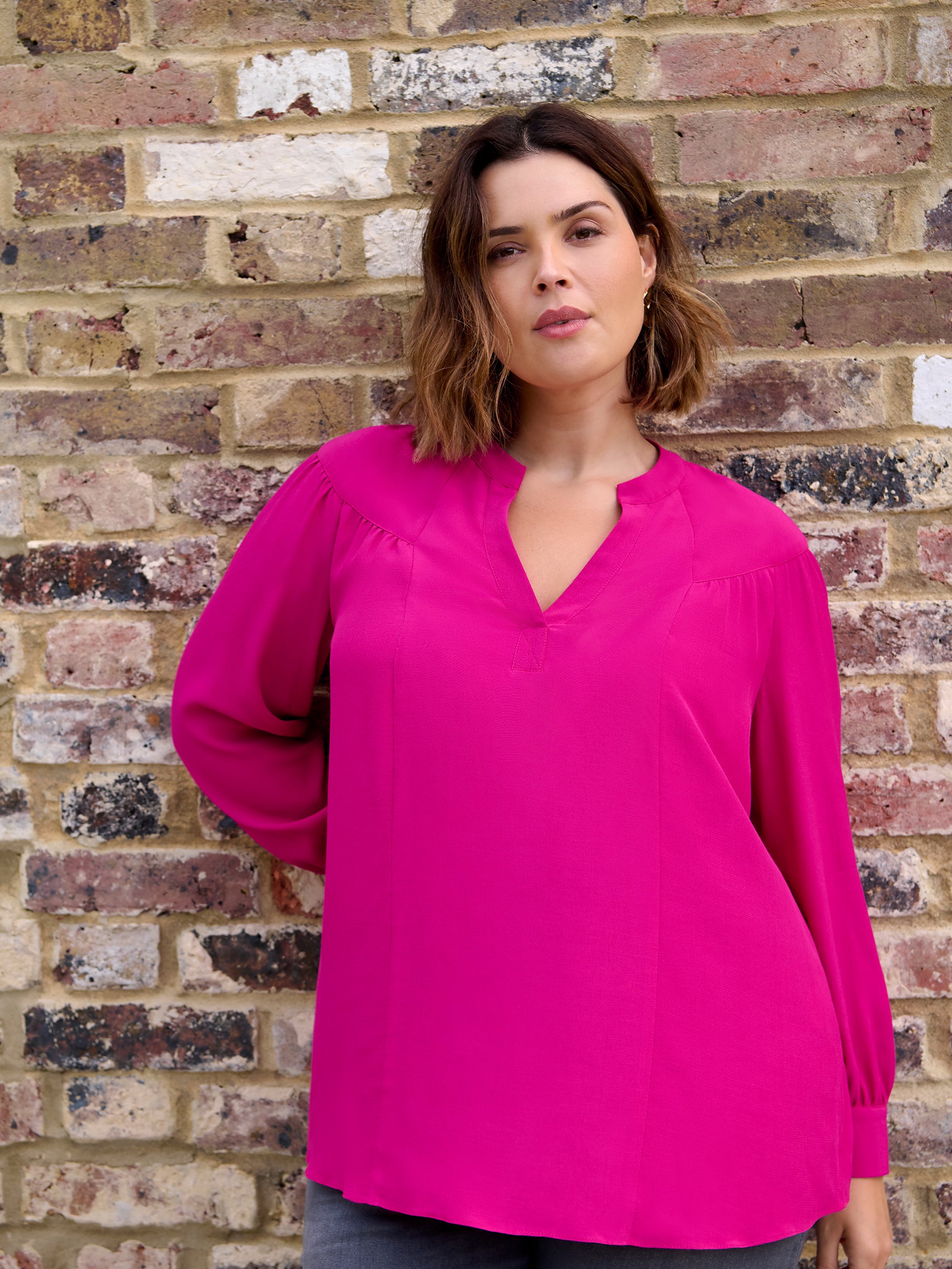 Magenta Seam Detail Blouse