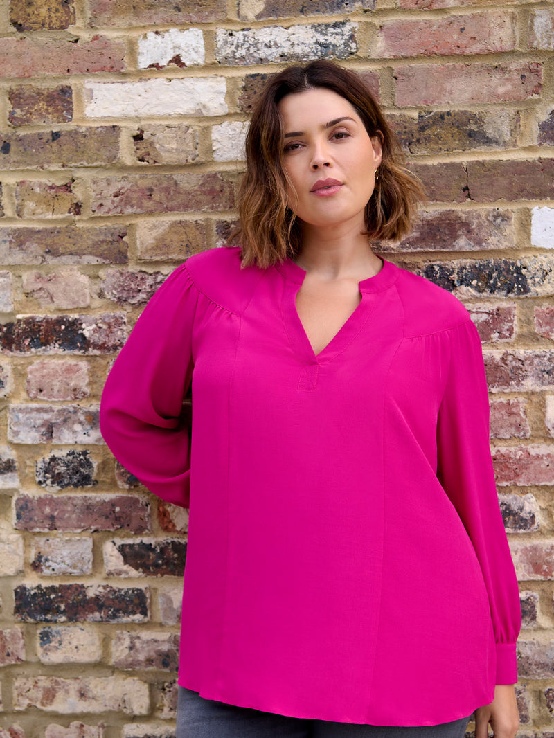 Magenta Seam Detail Blouse