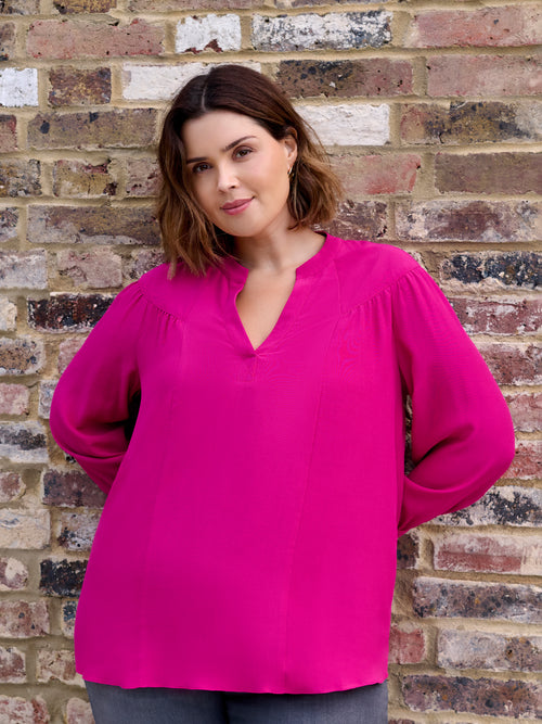 Magenta Seam Detail Blouse