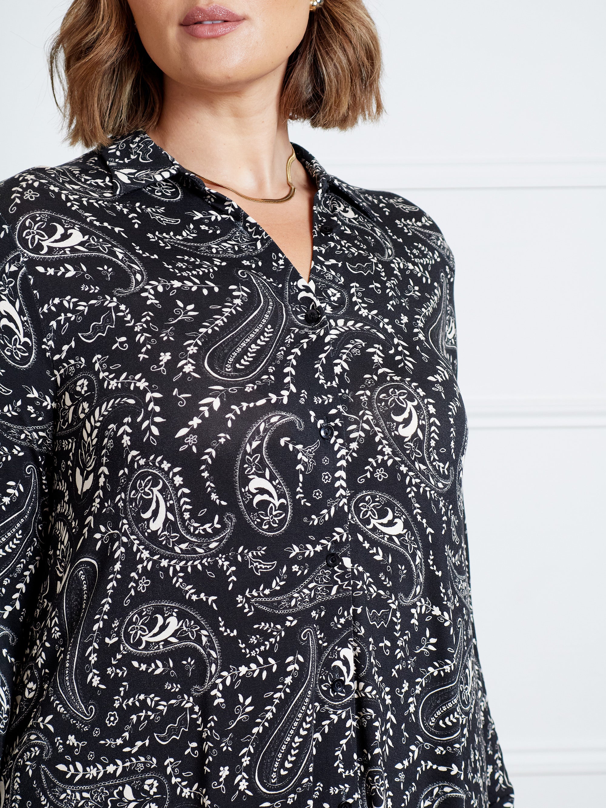 Mono Paisley Long Sleeve Jersey Shirt Dress