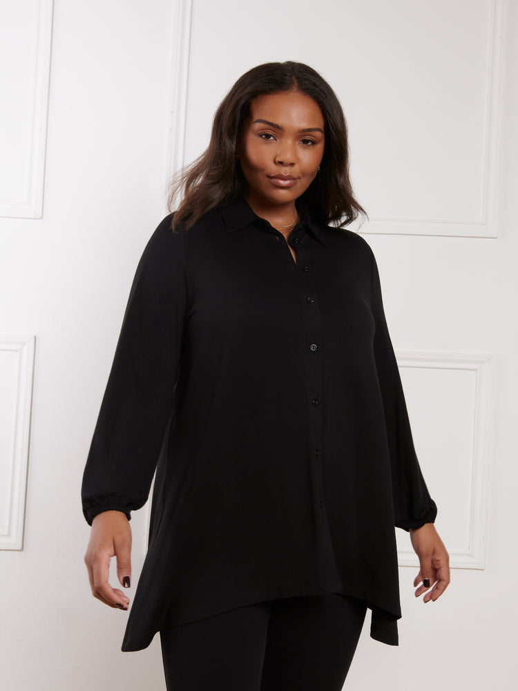 Black Jersey Hanky Hem Shirt