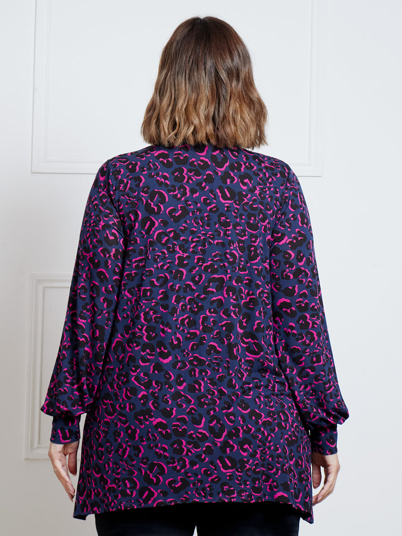 Bright Leopard Print Jersey Hanky Hem Shirt