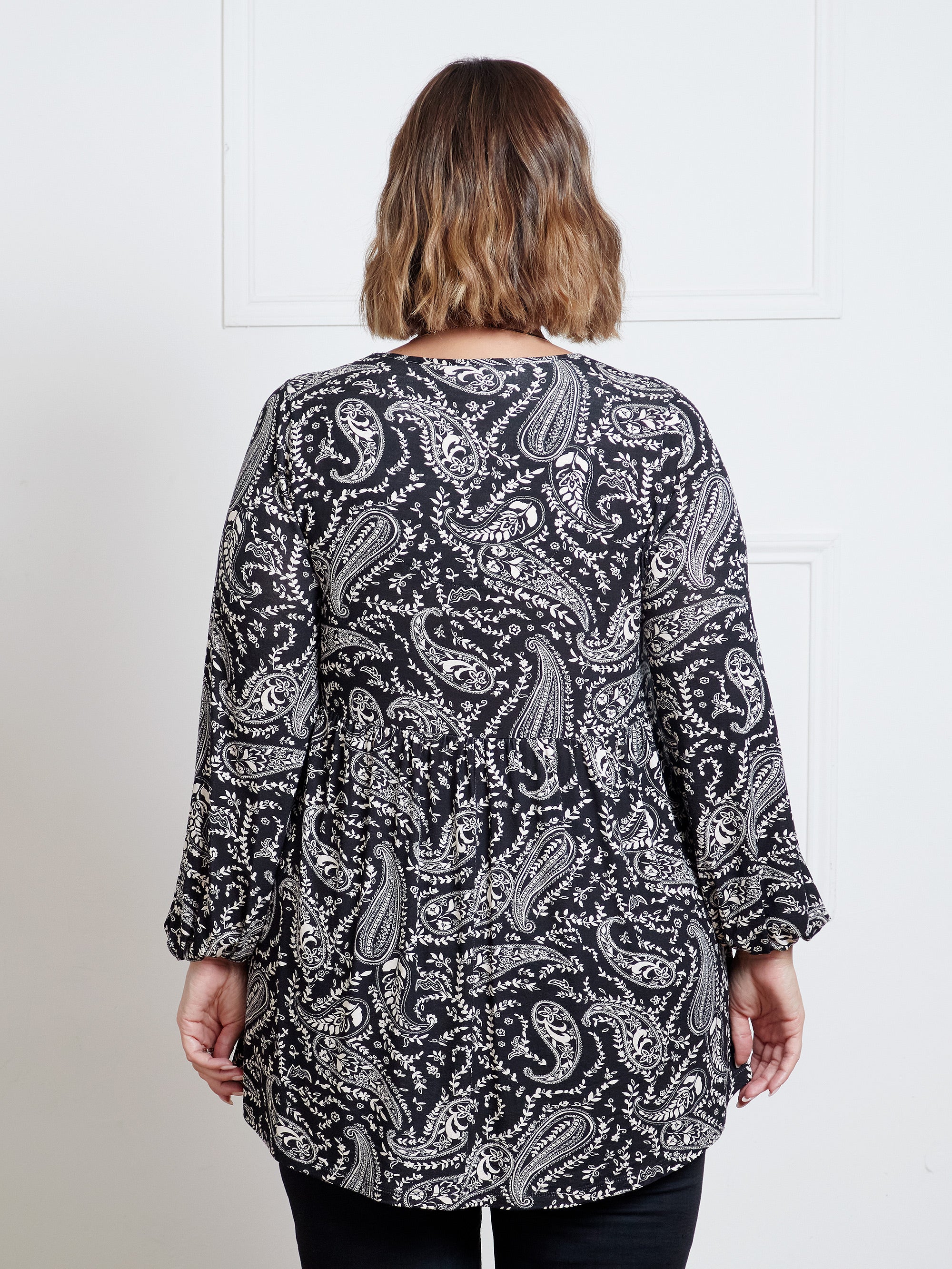 Mono Paisley Smock Style Tunic