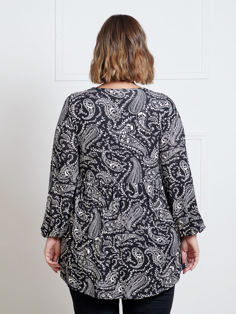 Mono Paisley Smock Style Tunic