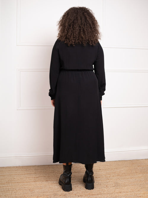 Petite Black Button Through Belted Shirt Dress