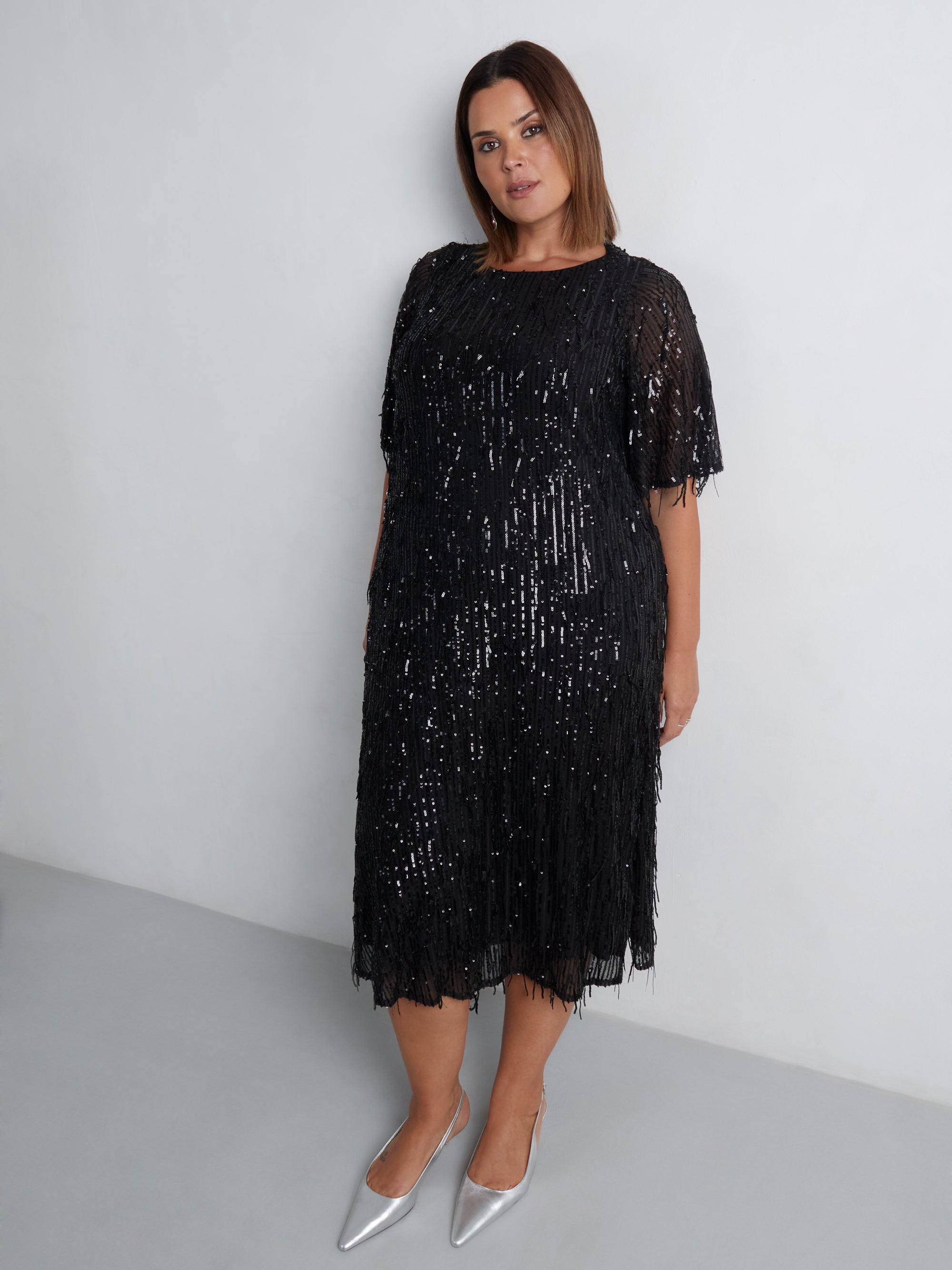 Fringe Sequin Midi Dress