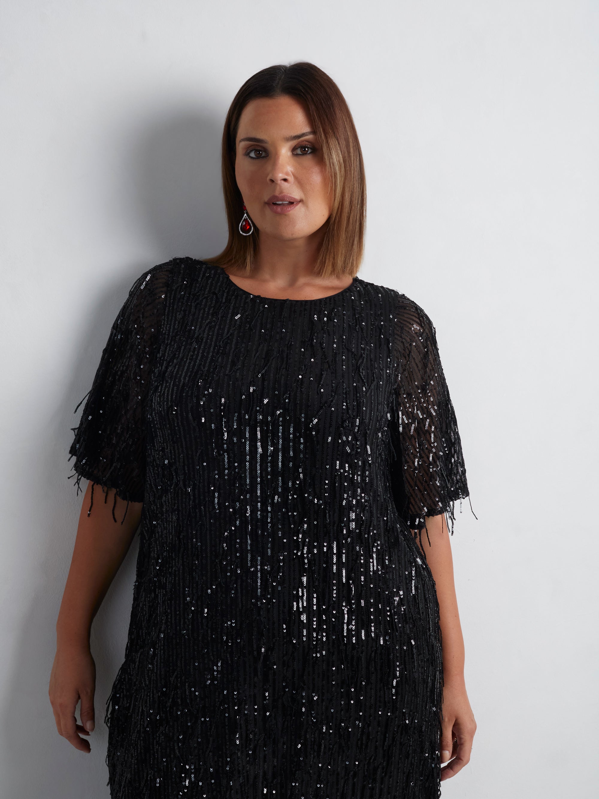 Fringe Sequin Midi Dress