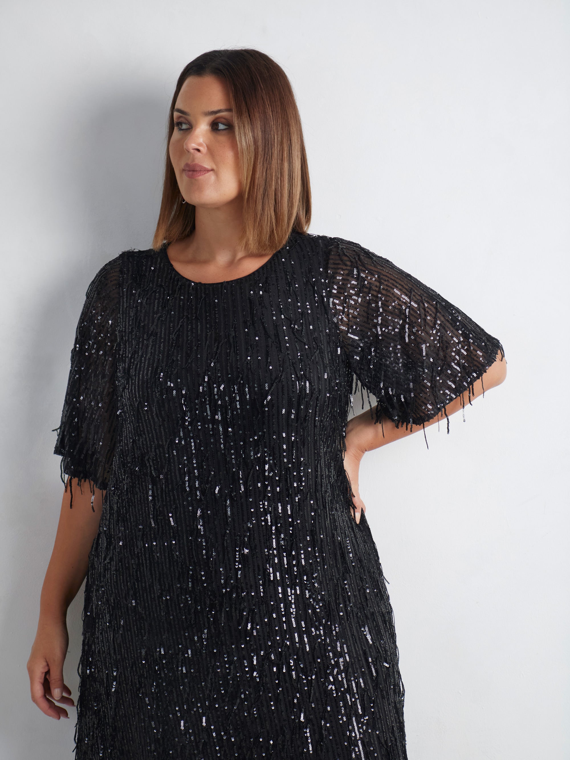 Fringe Sequin Midi Dress