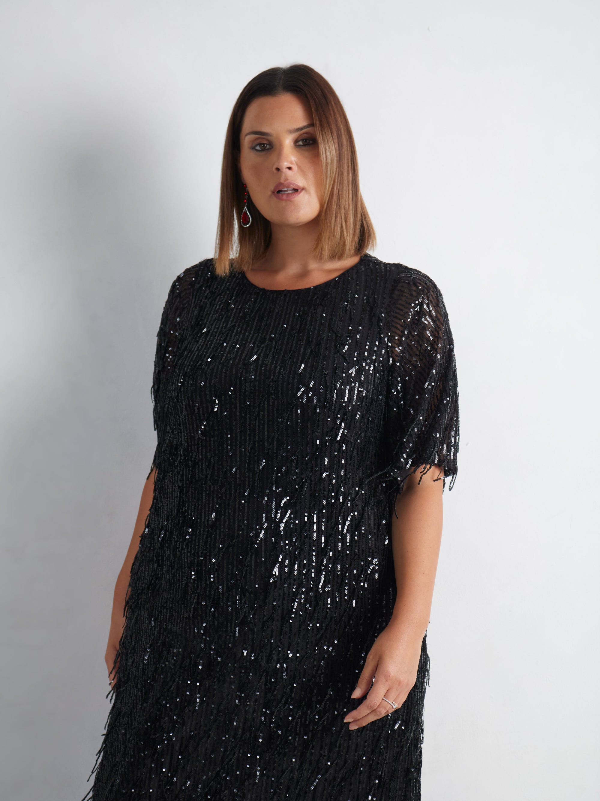 Fringe Sequin Midi Dress