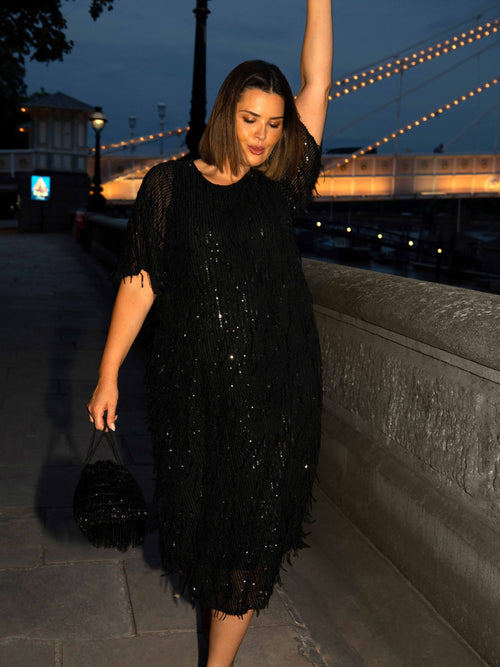 Fringe Sequin Midi Dress