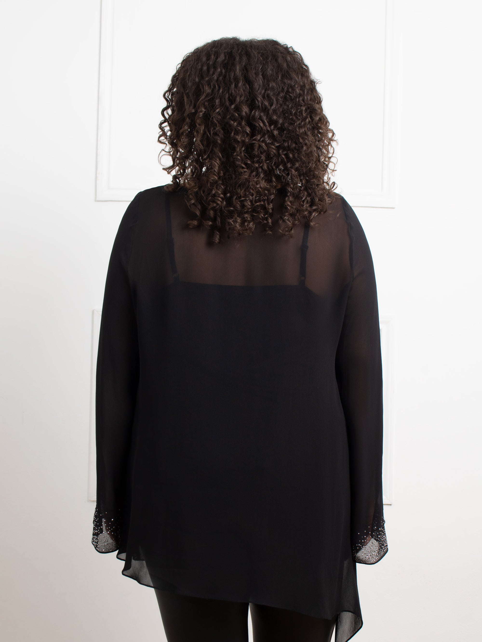 Black Asymmetric Hotfix Top